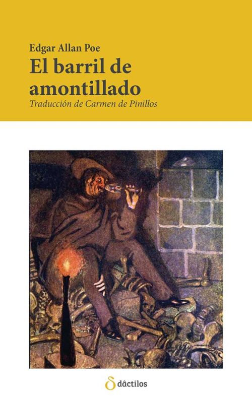 Cubierta color del libro El barril de amontillado con una ilustración en color