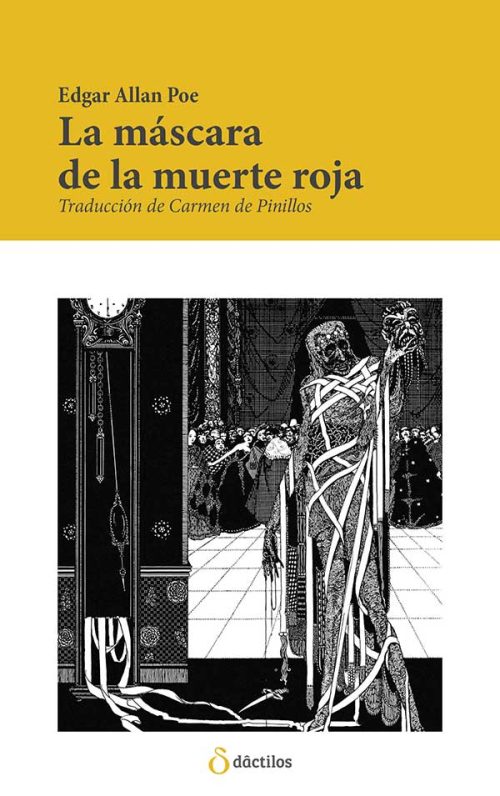Cubierta color del libro La máscara de la muerte roja con una ilustración en blanco y negro